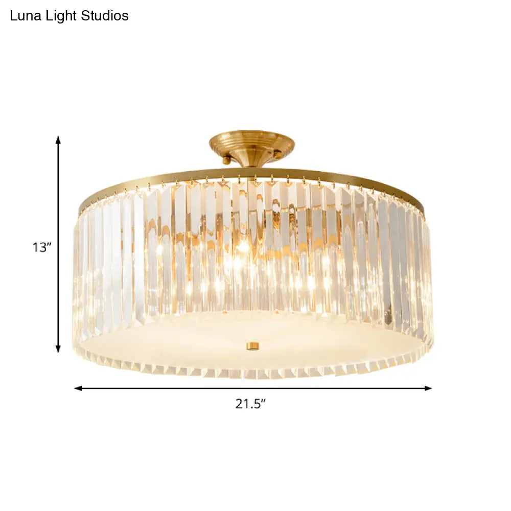 DecorBites™ DecorBites™ Modern Clear Crystal Semi Flush Ceiling Light with Gold Finish - Ideal for Living Room, 4/5/6 Bulbs Available
