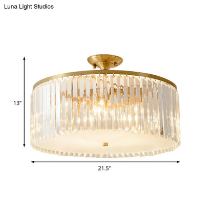 DecorBites™ DecorBites™ Modern Clear Crystal Semi Flush Ceiling Light with Gold Finish - Ideal for Living Room, 4/5/6 Bulbs Available