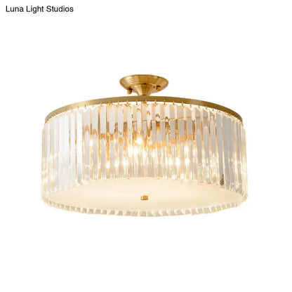 DecorBites™ DecorBites™ Modern Clear Crystal Semi Flush Ceiling Light with Gold Finish - Ideal for Living Room, 4/5/6 Bulbs Available