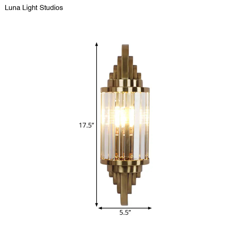 DecorBites™ DecorBites™ Modern Clear Crystal Wall Sconce - Brass Flush Mount Bedside Light