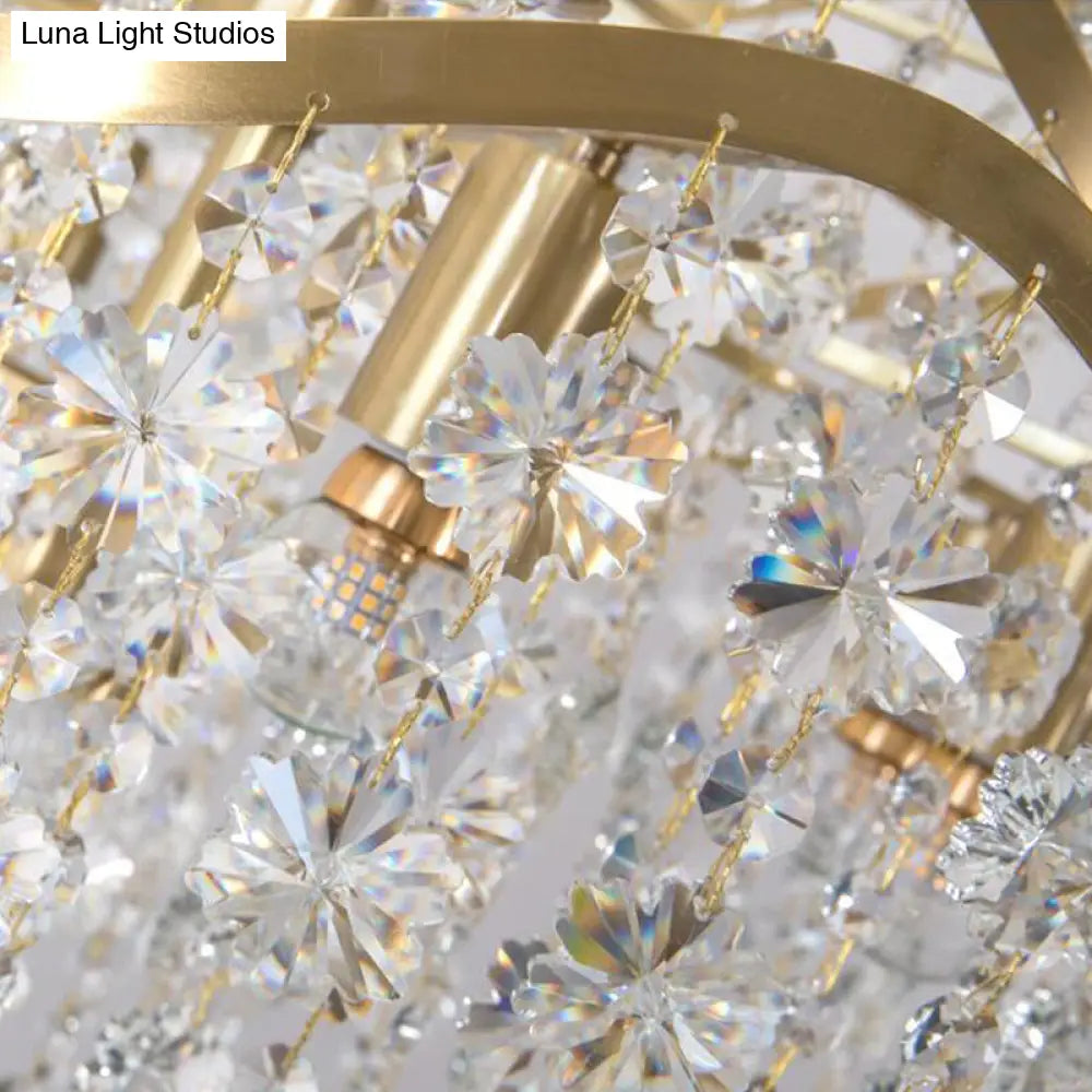 Lámpara de techo colgante moderna de cristal transparente con cascada - 4 luces, latón