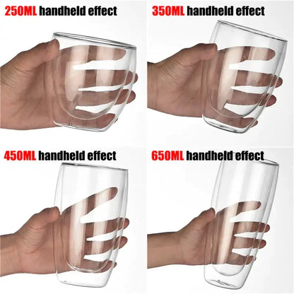 Modern clear double wall borosilicate glass espresso cups set in 250ml 350ml 450ml and 650ml capacities