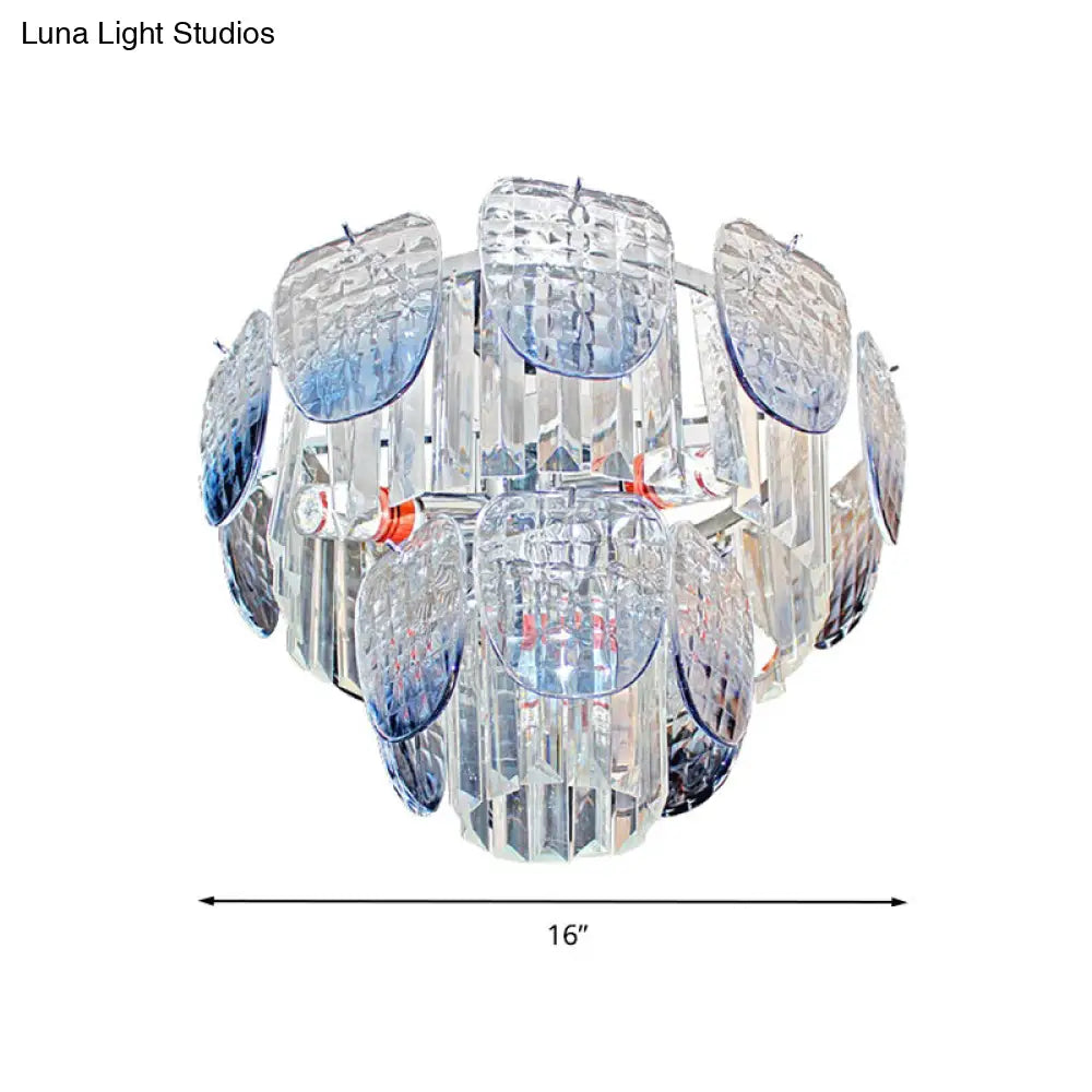 Kit de lámpara colgante escalonada de cristal facetado transparente moderno con lámpara de araña colgante azul claro (5/10 luces)