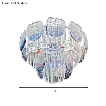 Kit de lámpara colgante escalonada de cristal facetado transparente moderno con lámpara de araña colgante azul claro (5/10 luces)