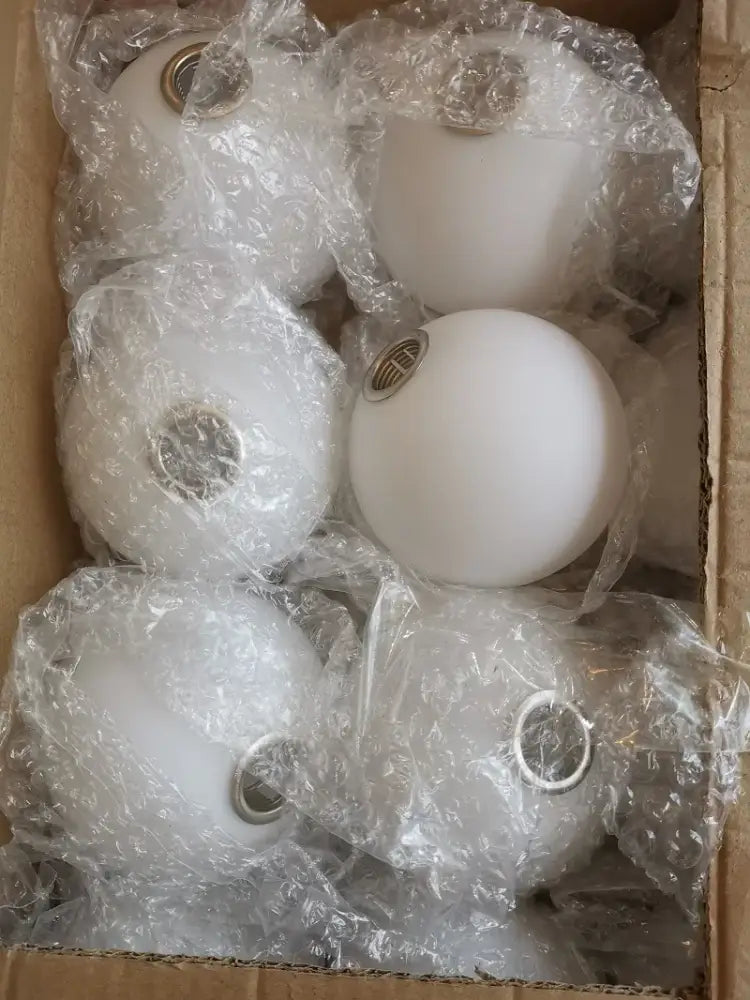 White frosted glass ball pendant light with metallic silver rings for modern dining room decorbites glass ball design