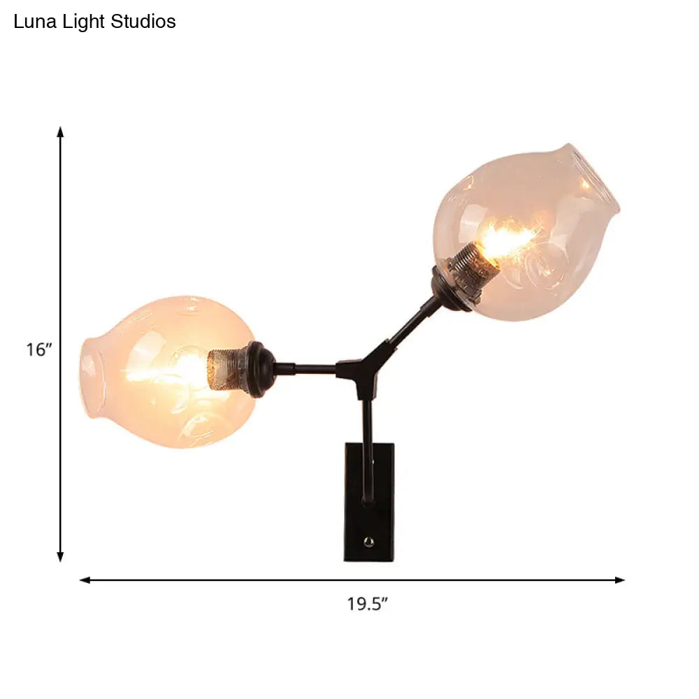 DecorBites™ DecorBites™ Modern Clear Glass 2-Light Bubble Shade Bedroom Wall Sconce Lamp in Black"
