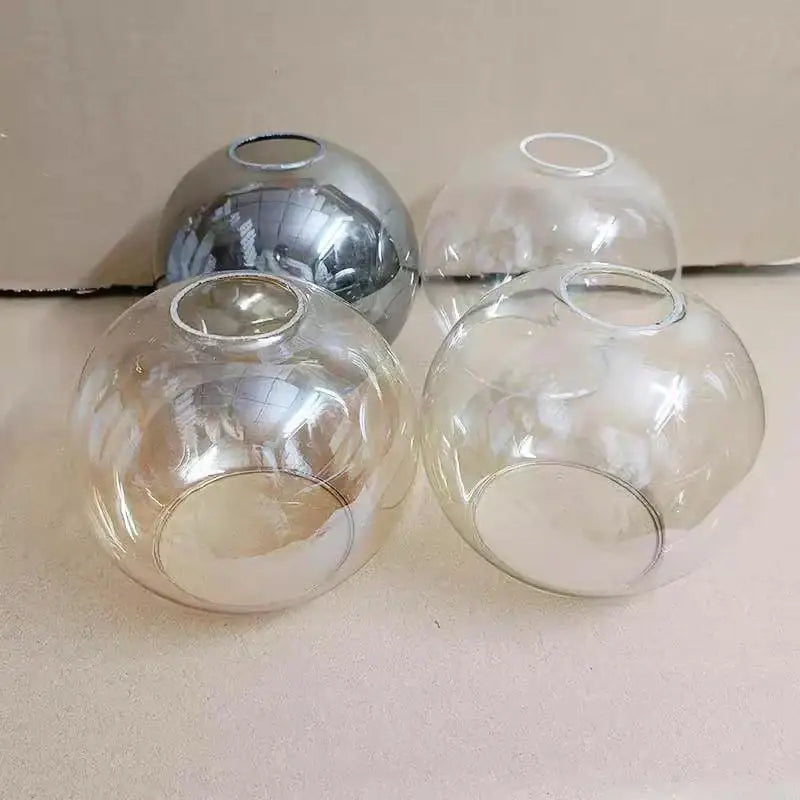 Modern clear and frosted glass ball lampshade with metallic rim for living room pendant lights afralia glass ball design