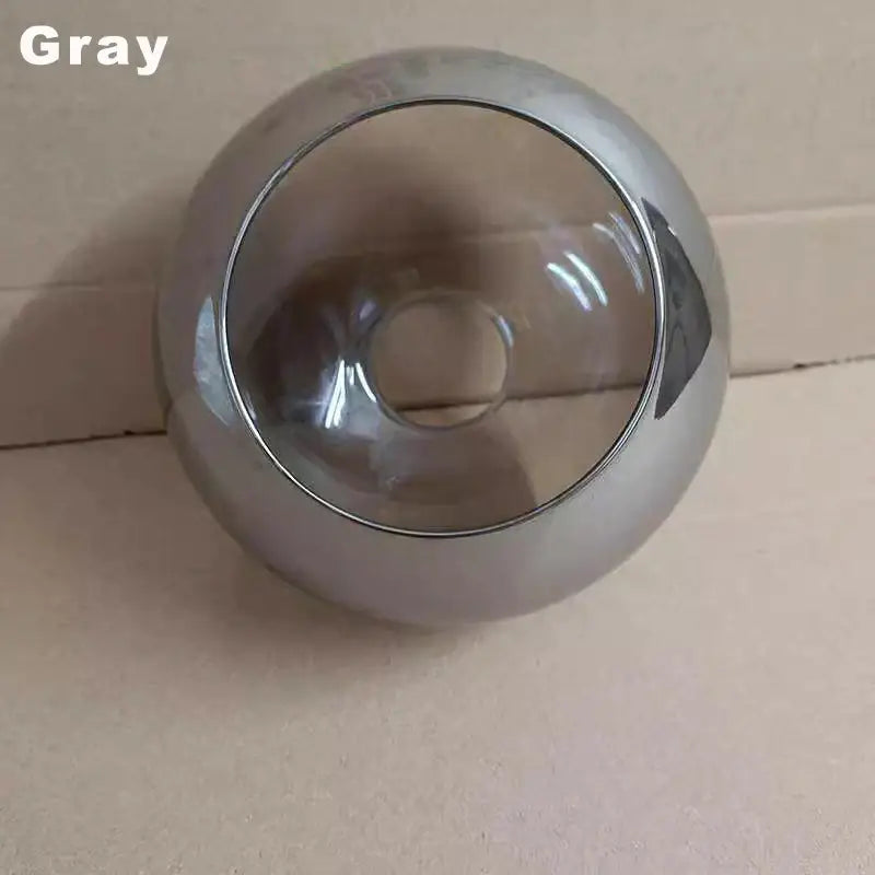 Modern clear gray afralia glass ball lampshade with metallic rim and central hole for living room pendant lights