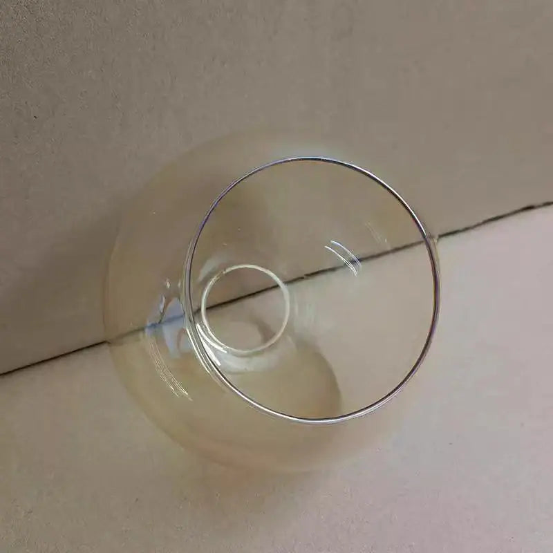 Modern clear glass ball lampshade with clear glass wine goblet and thin metallic rim for living room pendant lights afralia glass ball