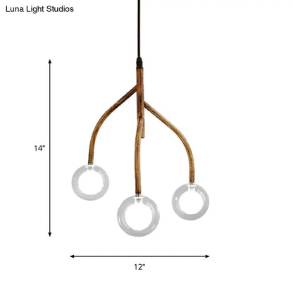 Modern Clear Glass Beige Pendulum Lamp with Molecular Design - 3-Light Warehouse Pendant Chandelier