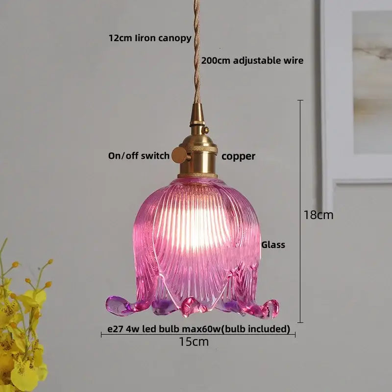 Modern clear glass copper pendant light with pink ribbed glass shade and adjustable copper fixture for kitchen decorbites clear glass
