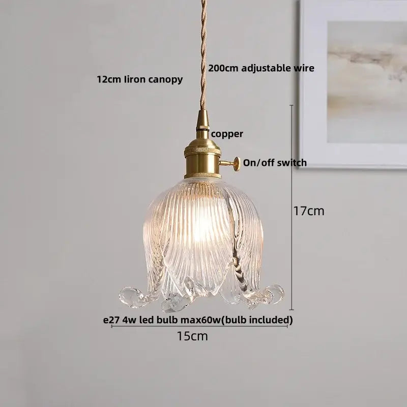 Modern clear glass copper pendant light featuring a ribbed glass shade brass fixture and adjustable wire for kitchen use decorbites clear glass pendant light