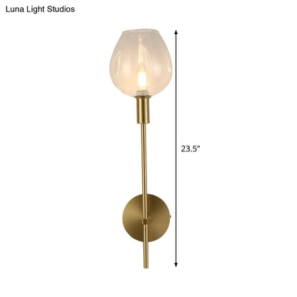 DecorBites™ DecorBites™ Modern Clear Glass Cup Sconce Light - Gold Wall Mounted Lamp with Metal Pencil Arm