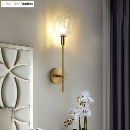 DecorBites™ DecorBites™ Modern Clear Glass Cup Sconce Light - Gold Wall Mounted Lamp with Metal Pencil Arm