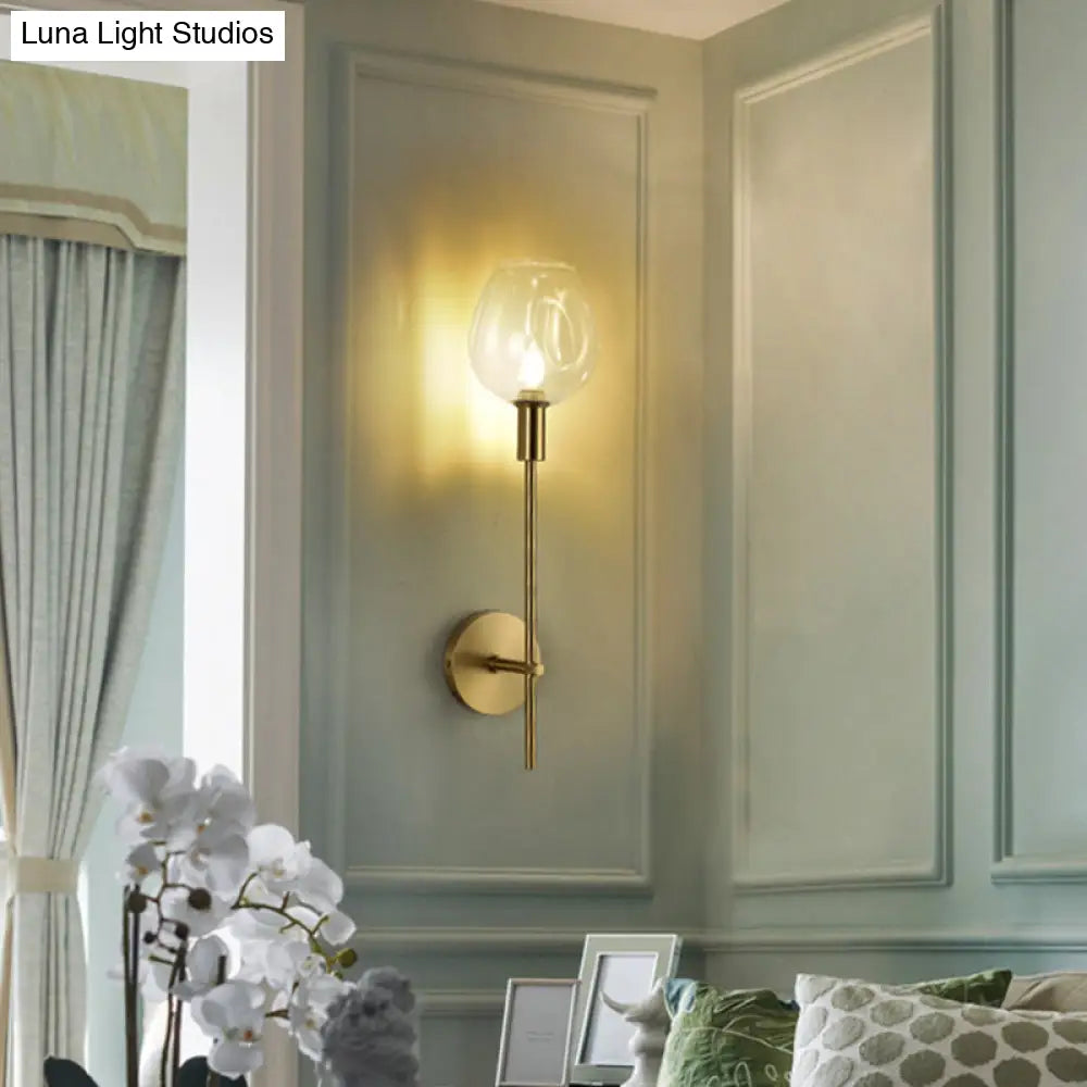 DecorBites™ DecorBites™ Modern Clear Glass Cup Sconce Light - Gold Wall Mounted Lamp with Metal Pencil Arm