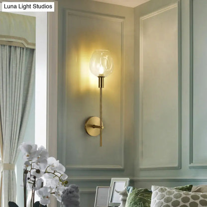 DecorBites™ DecorBites™ Modern Clear Glass Cup Sconce Light - Gold Wall Mounted Lamp with Metal Pencil Arm