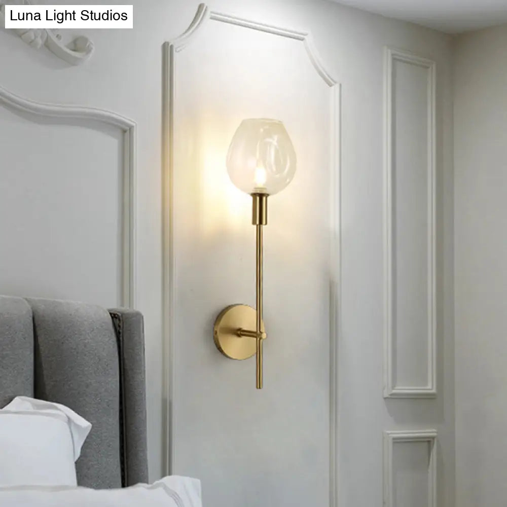 DecorBites™ DecorBites™ Modern Clear Glass Cup Sconce Light - Gold Wall Mounted Lamp with Metal Pencil Arm