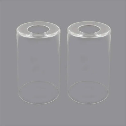 Modern clear glass cylinder lamp shade featuring two smooth transparent clear glass shades for bathroom vanity light decorbites