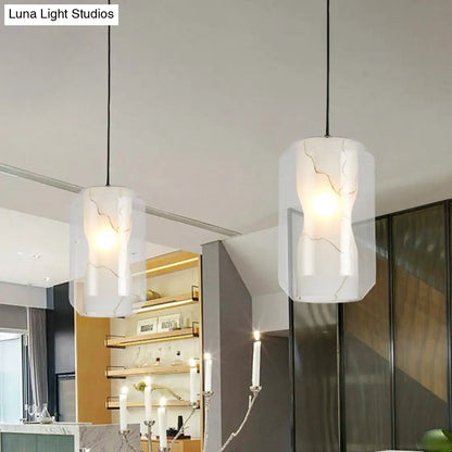 Modern Clear Glass Pendant Light-Black 1-Light 8"/10" Wide Cylinder/Drum