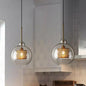 Modern Clear Glass Pendant Light with Brass Finish - Geometric Design & Mesh Inside