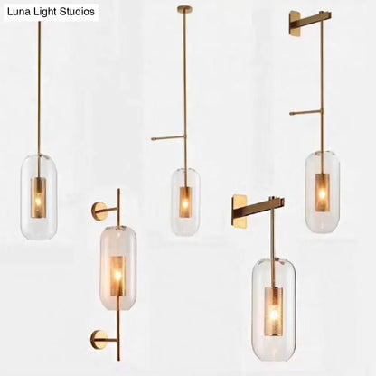 DecorBites™ DecorBites™ Modern Clear Glass Pill Capsule Wall Sconce with Mesh Screen - 1-Bulb Bathroom Lighting Fixture