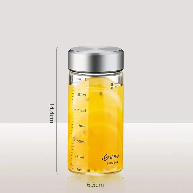 Modern clear glass sealed jug with stainless steel sus-304 lid marked in milliliters by brand gianxi for kitchen storage