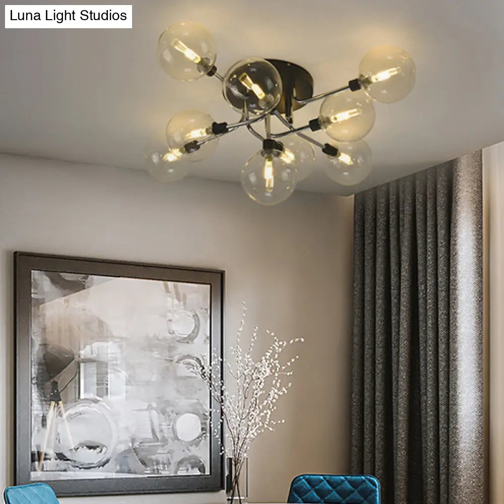DecorBites™ DecorBites™ Modern Clear Glass Semi-Flush Ceiling Light - Stylish Flush Mount Fixture for Dining Room