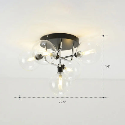 DecorBites™ DecorBites™ Modern Clear Glass Semi-Flush Ceiling Light - Stylish Flush Mount Fixture for Dining Room