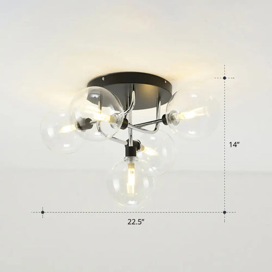 DecorBites™ DecorBites™ Modern Clear Glass Semi-Flush Ceiling Light - Stylish Flush Mount Fixture for Dining Room