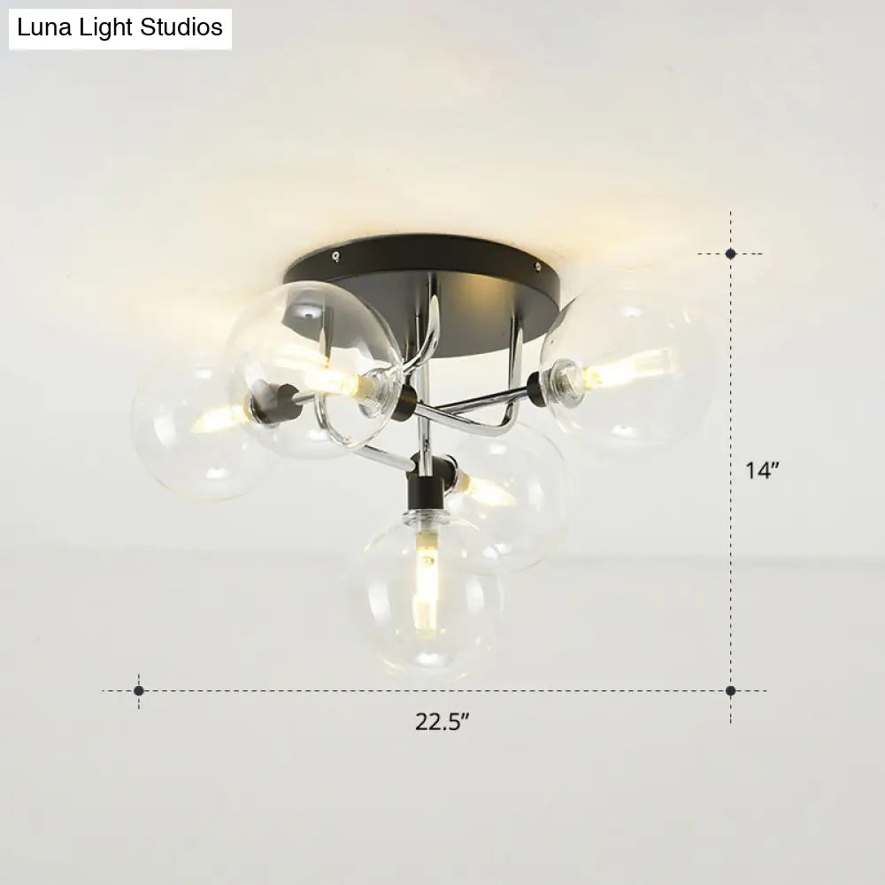 DecorBites™ DecorBites™ Modern Clear Glass Semi-Flush Ceiling Light - Stylish Flush Mount Fixture for Dining Room