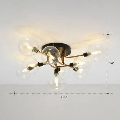 DecorBites™ DecorBites™ Modern Clear Glass Semi-Flush Ceiling Light - Stylish Flush Mount Fixture for Dining Room