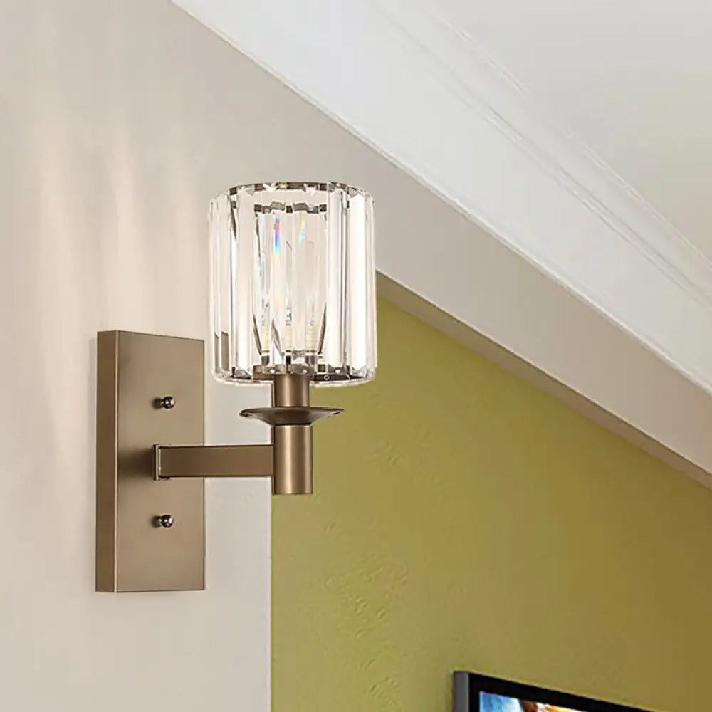 DecorBites™ DecorBites™ Modern Clear Glass Wall Sconce with Bronze Rectangle Backplate - Bedroom Half-Bulb Lamp