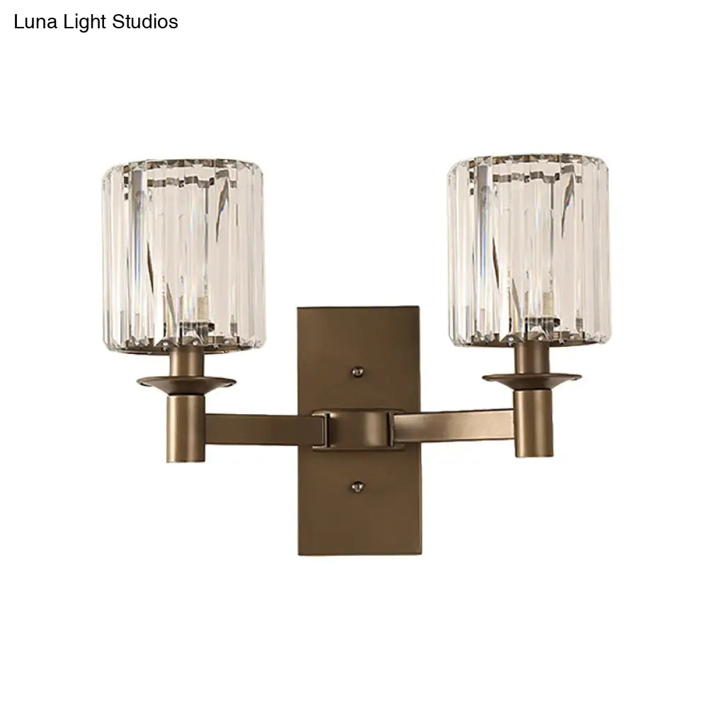DecorBites™ DecorBites™ Modern Clear Glass Wall Sconce with Bronze Rectangle Backplate - Bedroom Half-Bulb Lamp