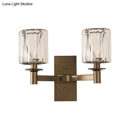 DecorBites™ DecorBites™ Modern Clear Glass Wall Sconce with Bronze Rectangle Backplate - Bedroom Half-Bulb Lamp