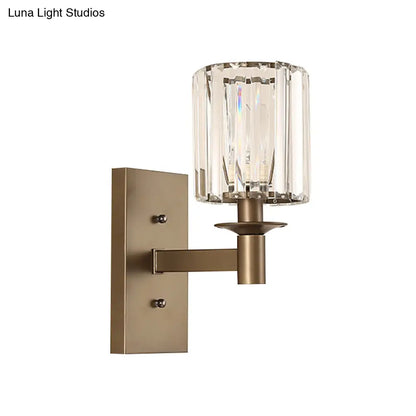DecorBites™ DecorBites™ Modern Clear Glass Wall Sconce with Bronze Rectangle Backplate - Bedroom Half-Bulb Lamp