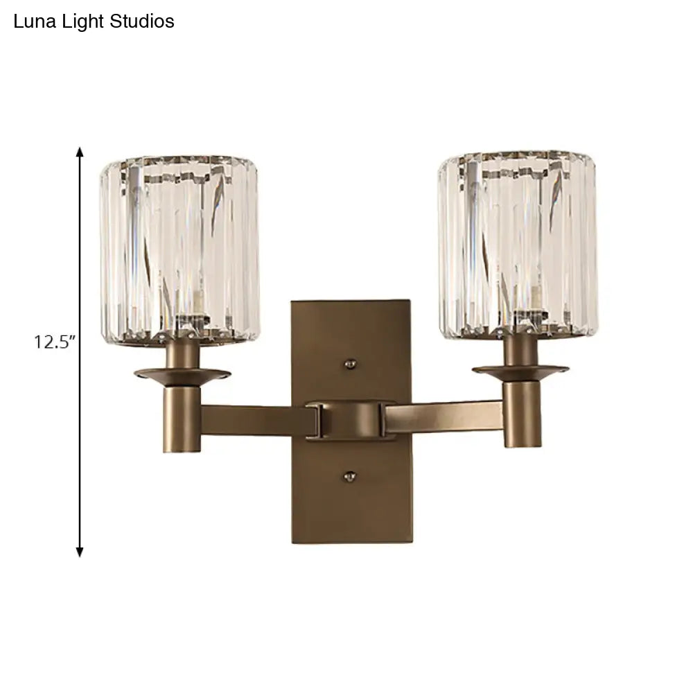 DecorBites™ DecorBites™ Modern Clear Glass Wall Sconce with Bronze Rectangle Backplate - Bedroom Half-Bulb Lamp