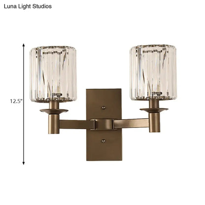 DecorBites™ DecorBites™ Modern Clear Glass Wall Sconce with Bronze Rectangle Backplate - Bedroom Half-Bulb Lamp