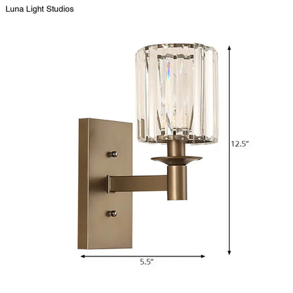 DecorBites™ DecorBites™ Modern Clear Glass Wall Sconce with Bronze Rectangle Backplate - Bedroom Half-Bulb Lamp