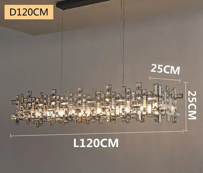 Modern clear and gold decorbites elegant crystal chandelier with metallic frame and asymmetrical prisms for living room decor