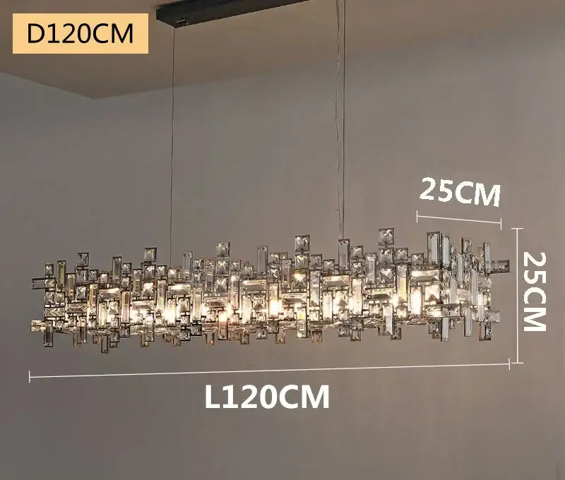 Modern clear and gold decorbites elegant crystal chandelier with metallic frame and asymmetrical prisms for living room decor