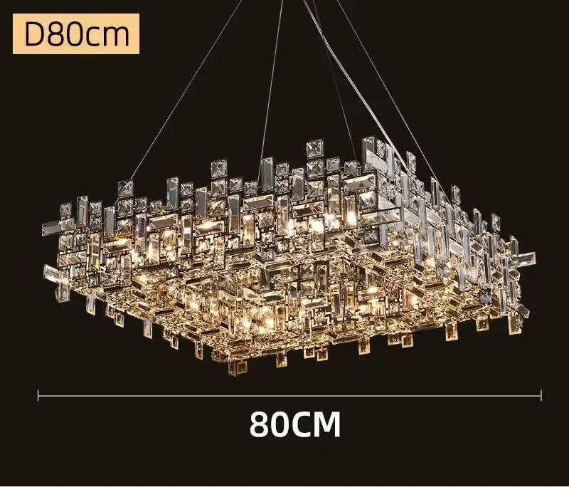 Modern clear and gold elegant crystal chandelier by decorbites with geometric faceted glass for living room decor