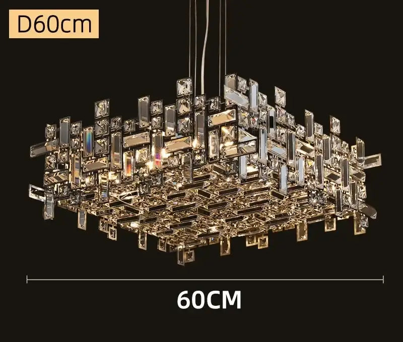 A modern clear and gold elegant crystal chandelier with layered prisms for living room decorbites elegant crystal