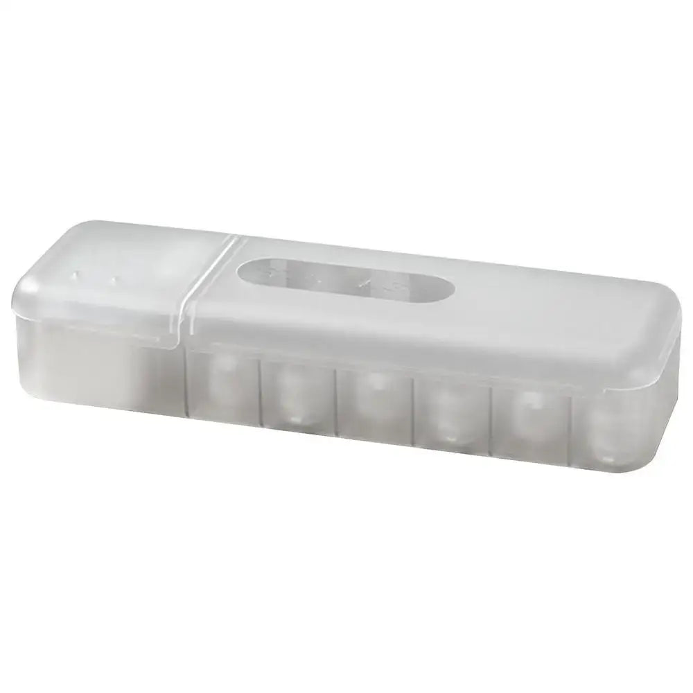 Modern clear and gray decorbites cable box desk organizer with clear plastic pill organizer and hinged lid for easy access