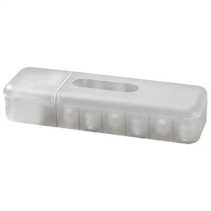 Modern clear and gray decorbites cable box desk organizer with clear plastic pill organizer and hinged lid for easy access