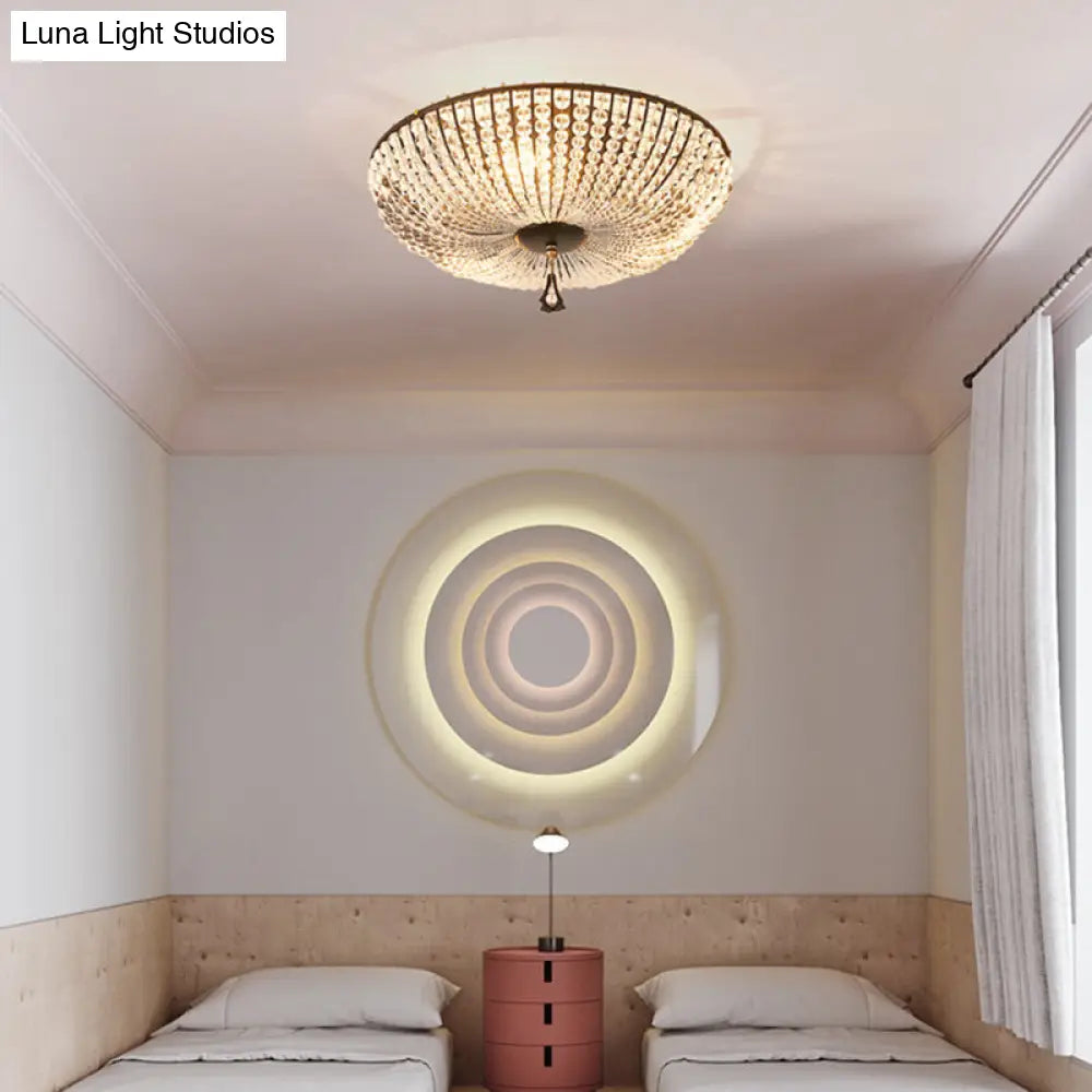 DecorBites™ DecorBites™ Modern Clear K9 Crystal Bowl Ceiling Lamp - 3 Lights, Black Flush Mount for Bedroom Lighting