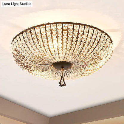 DecorBites™ DecorBites™ Modern Clear K9 Crystal Bowl Ceiling Lamp - 3 Lights, Black Flush Mount for Bedroom Lighting