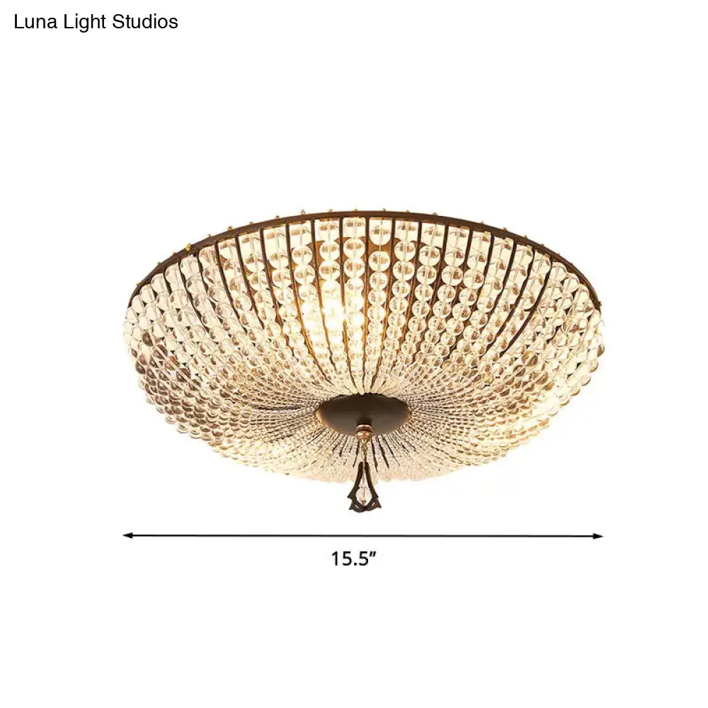 DecorBites™ DecorBites™ Modern Clear K9 Crystal Bowl Ceiling Lamp - 3 Lights, Black Flush Mount for Bedroom Lighting