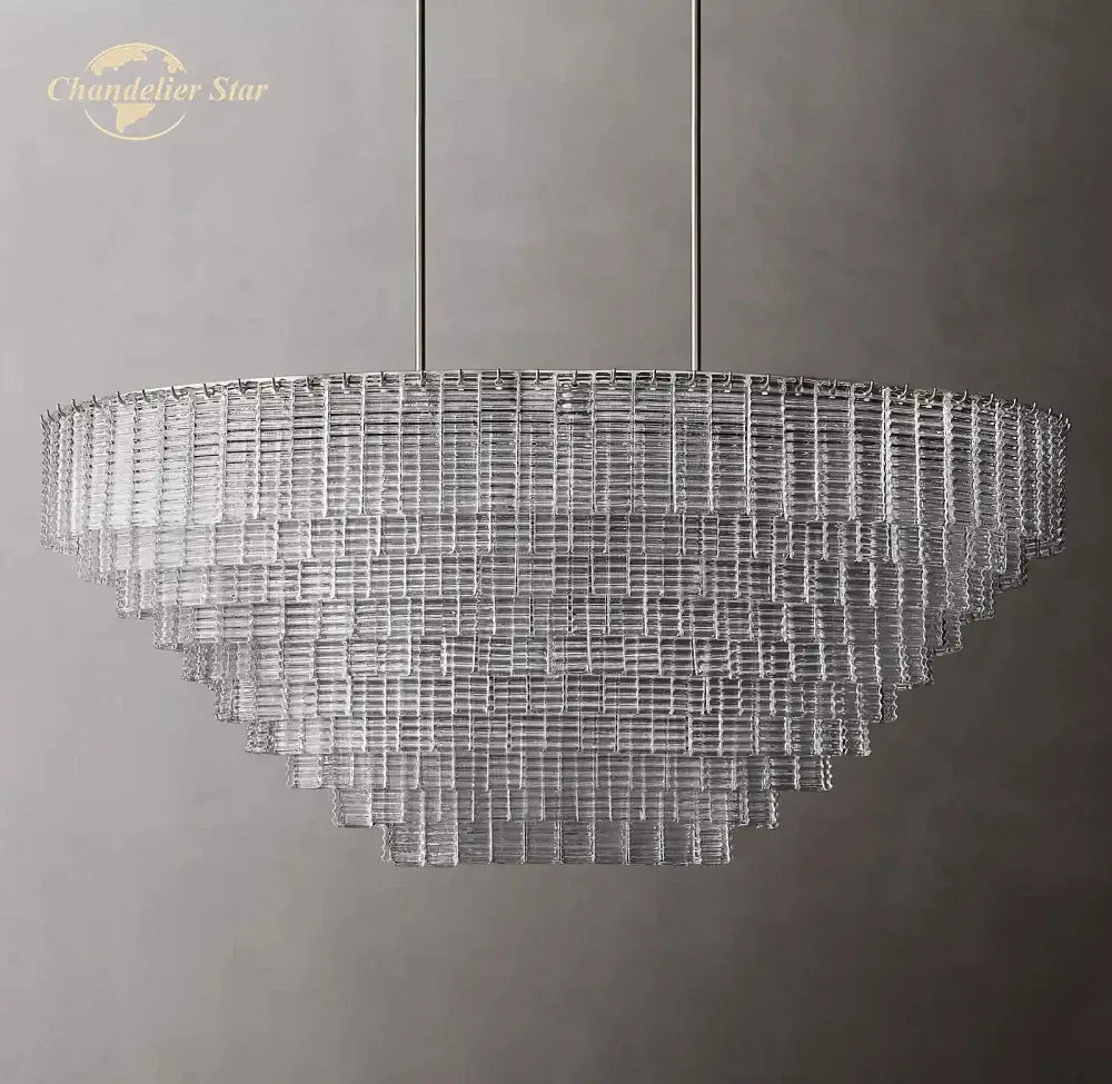 Modern clear smoke glass oval chandelier with tiered cascading clear crystal design for dining room brass light decorbites clear smoke