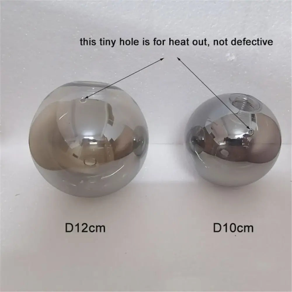 Modern clear and smoked glass shade replacement set with two reflective metallic glass shades for living room globes