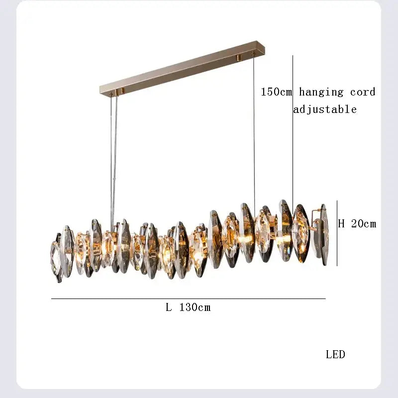 Modern clear and smoky crystal led chandelier with sleek metallic frame and faceted discs for decorbites crystal led lighting